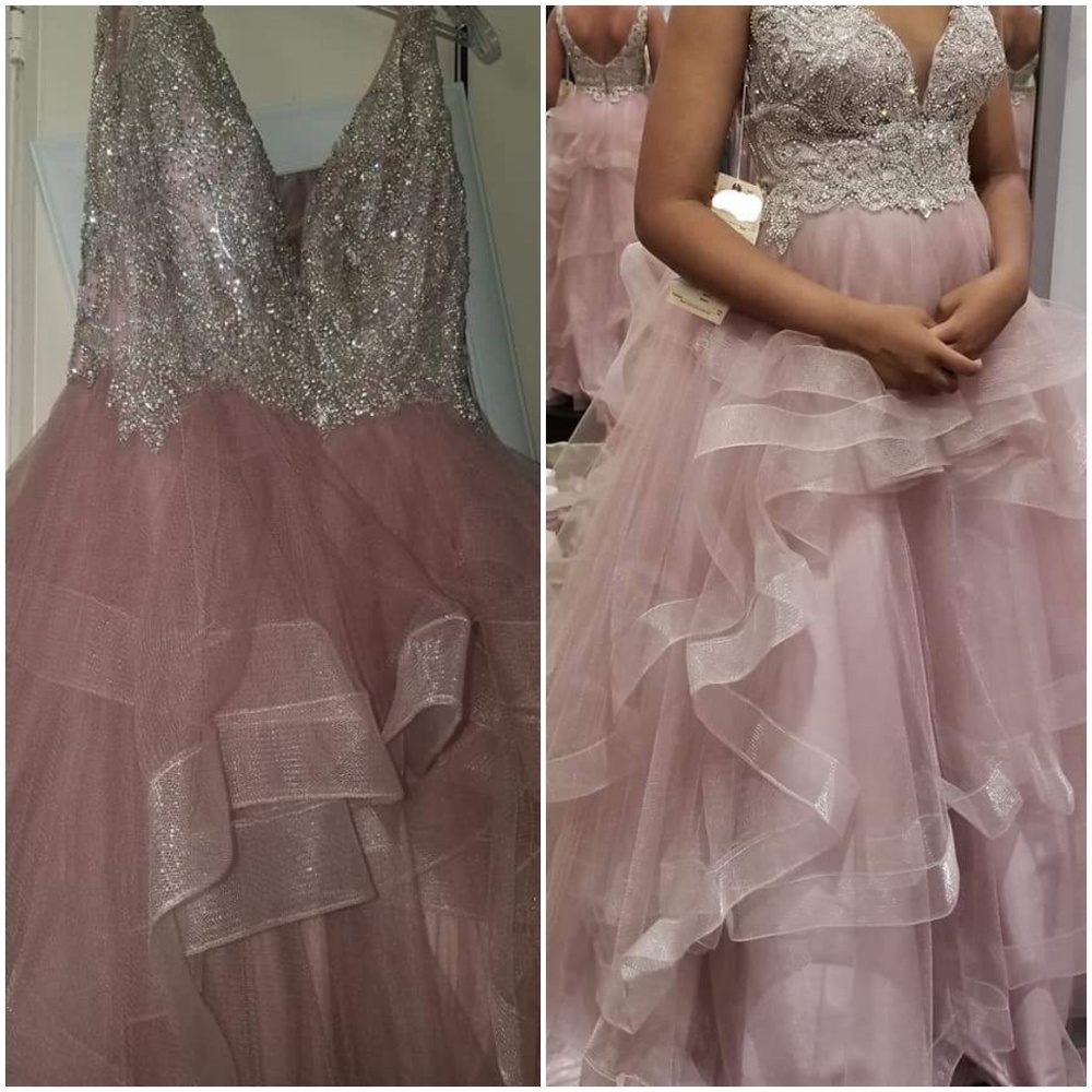 FORMALS XO (Size 4) MAUVE DRESS WITH RHINESTONES